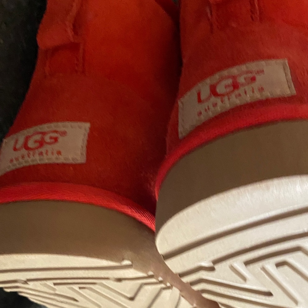 UGG Short Suede Boots in Bright Coral - Picture 7 of 11
